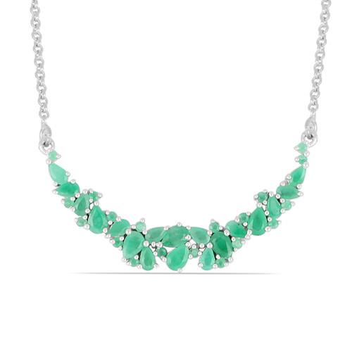 BUY STERLING SILVER NATURAL EMERALD GEMSTONE NECKLACE